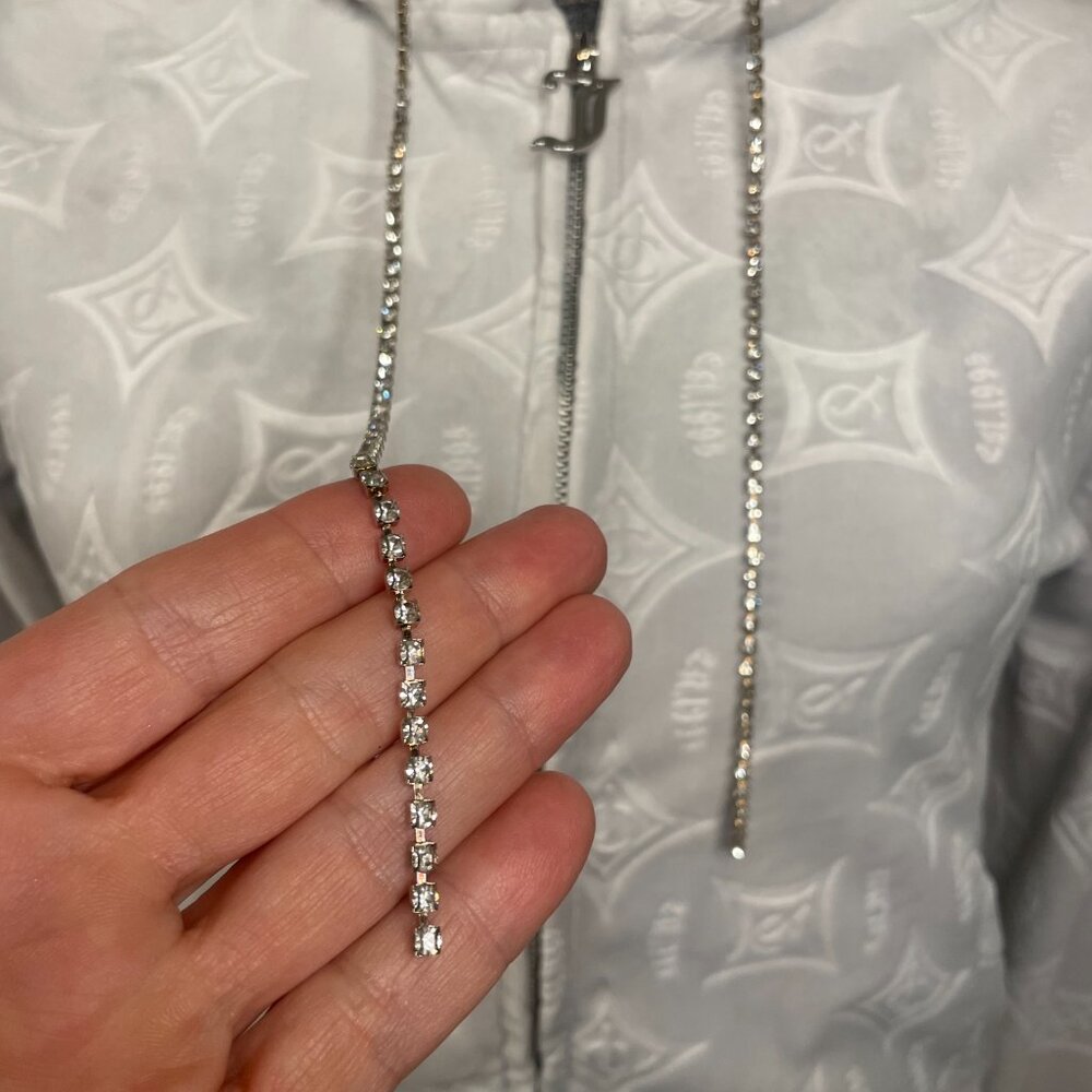 Juicy Couture gray embossed velour zip-front hoodie w/rhinestone details - Picture 6 of 12